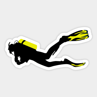 Sport stylized - diver with diver bottle and fins Sticker
